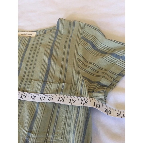 Anthropologie Cloth & Stone Dress Sz Small Green Short Sleeve Buttons Hi Lo Hem - Picture 9 of 12